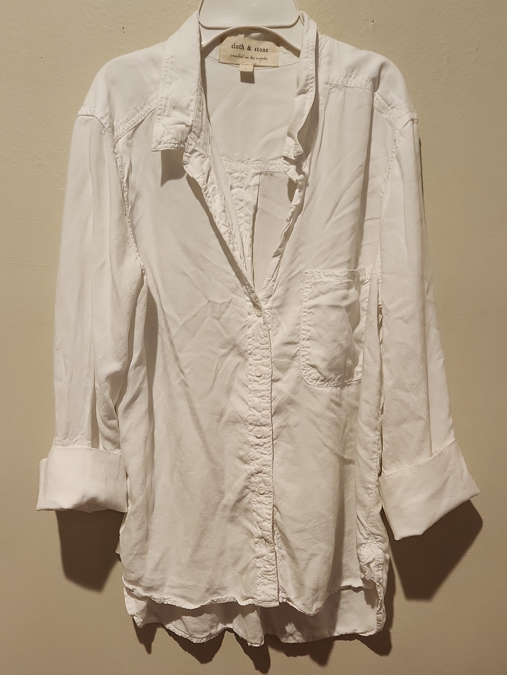 ❤️ ANTHROPOLOGIE CLOTH & STONE SHIRT TAIL BUTTON DOWN TOP / SHIRT, LARGE - Picture 2 of 6